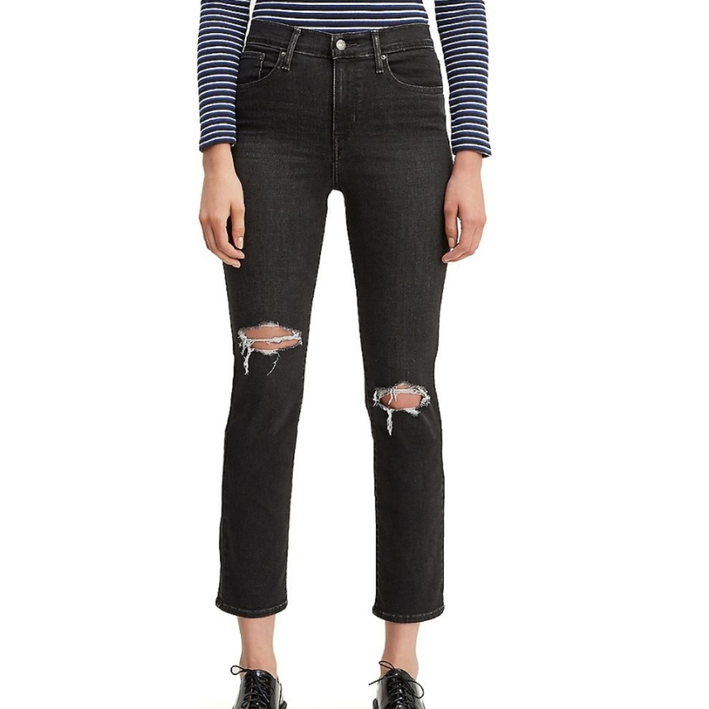 Levi's 724 high rise straight black jeans